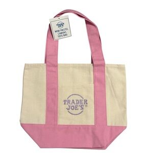Trader Joe’s 2026 Easter Pastel Mini Canvas Tote Bag Pink Limited Edition NWT